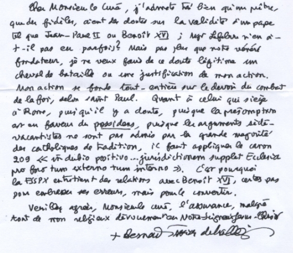 Lettre de Mgr Tissier de Mallerais a M. l'abbé Schoobroodt du 28 février 2009b