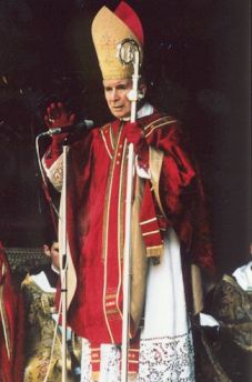 abp lefebvre_econe_ordinations_1976 in red gothic chasuble