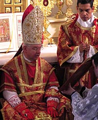 bishop Dolan seated