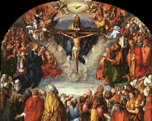 Skarbiec Kościoła nagromadzony jest zbawczą Męką Chrystusową i zasługami wszystkich świętych (Albrecht Dürer, Wszyscy święci, 1511 rok)